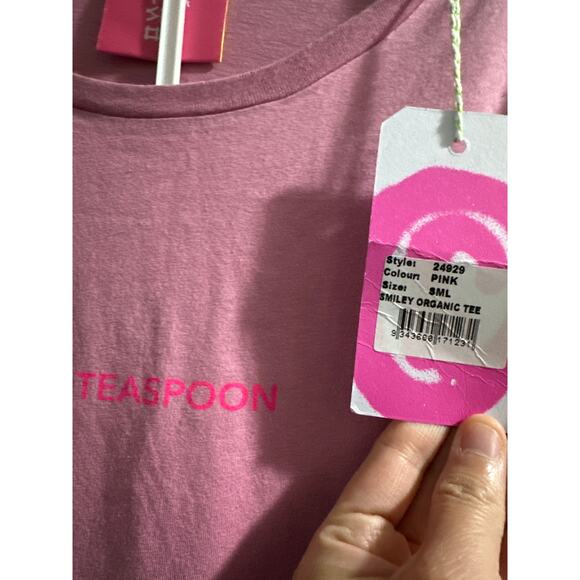 🔴One Teaspoon Pink SMILEY ORGANIC UNISEX TEE size‎ Small - Picture 3 of 7